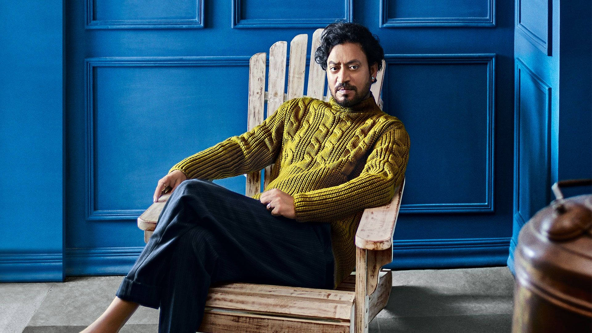 Irrfan Khan Green Sweater Background