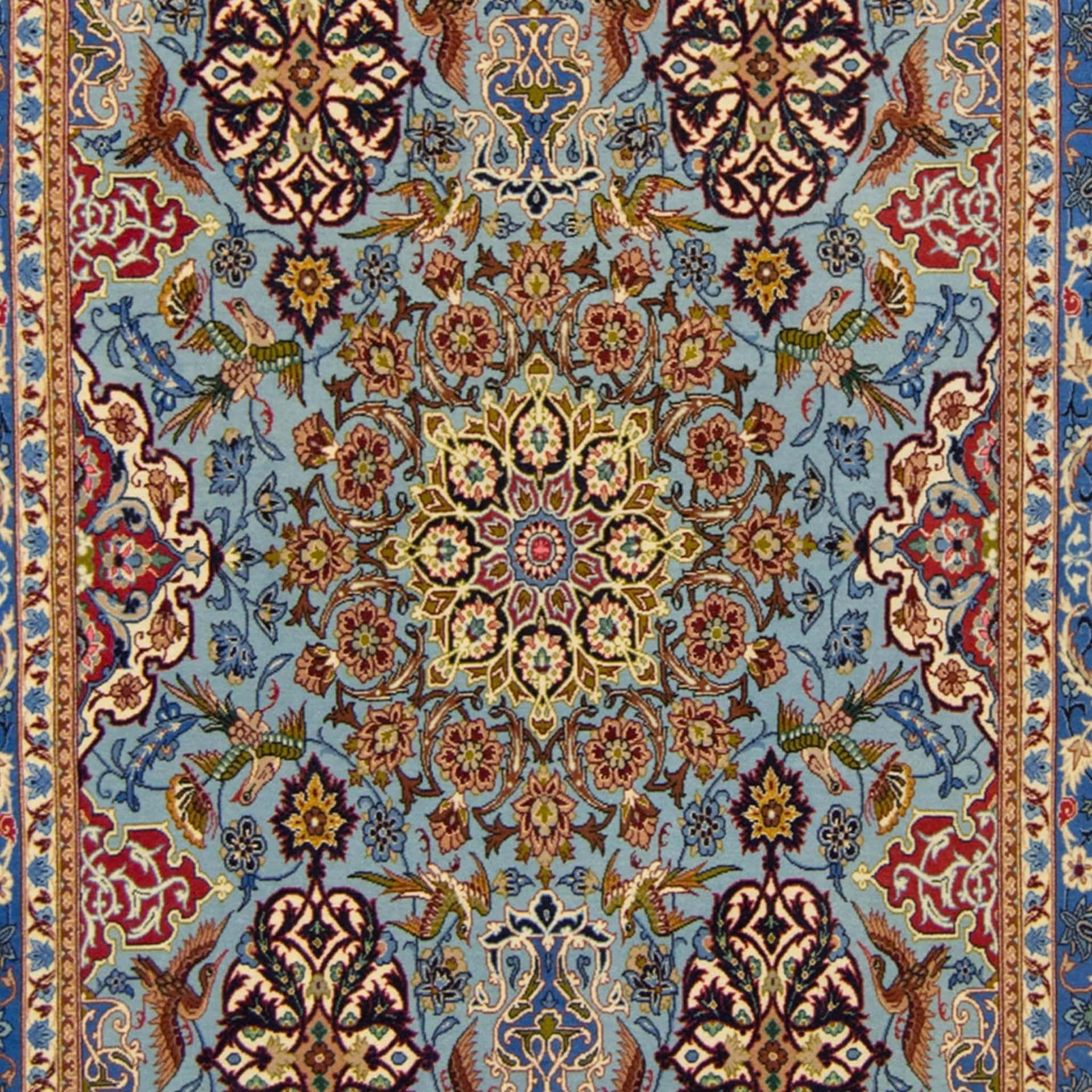 Isfahan Carpet With Flower Design Background