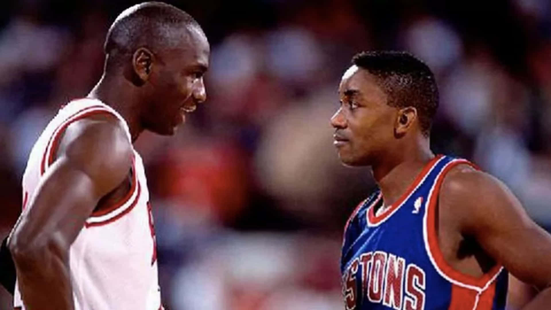 Isiah Thomas And Michael Jordan Face Off Background