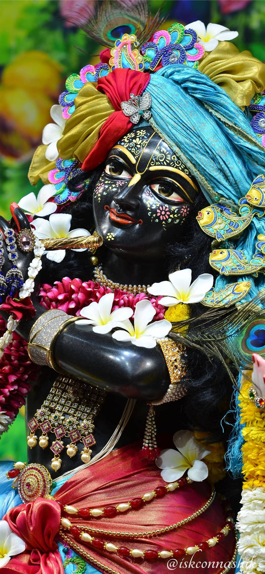 Iskcon Krishna With Dark Skin Background