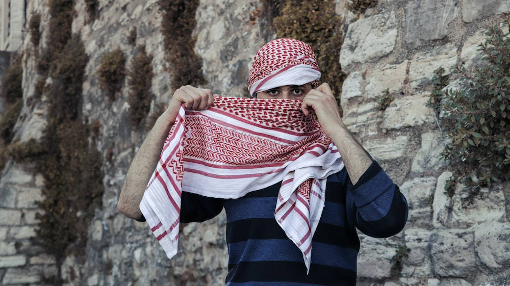Islamic Boy Red Checkered Scarf