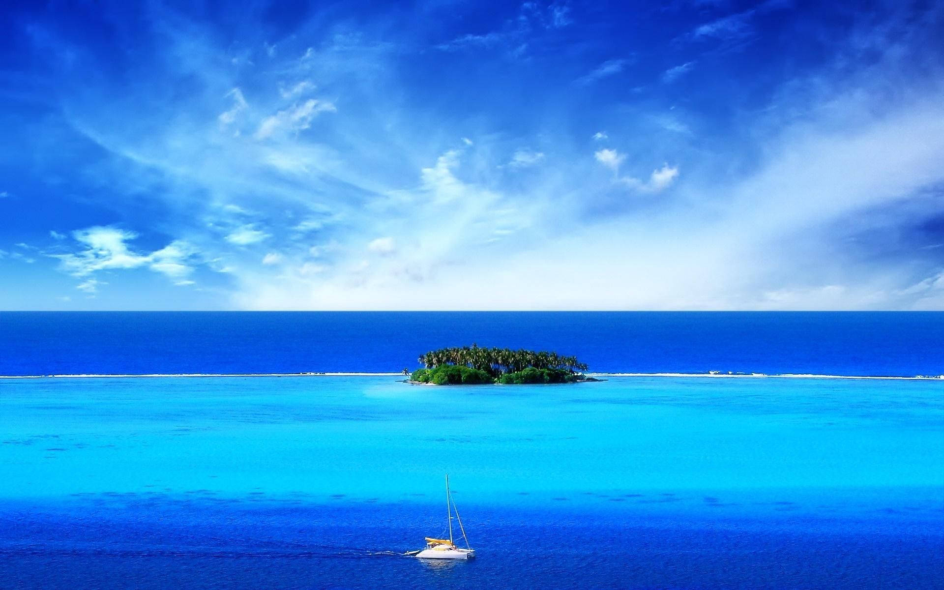 Island And Blue Aesthetic Cloud Background