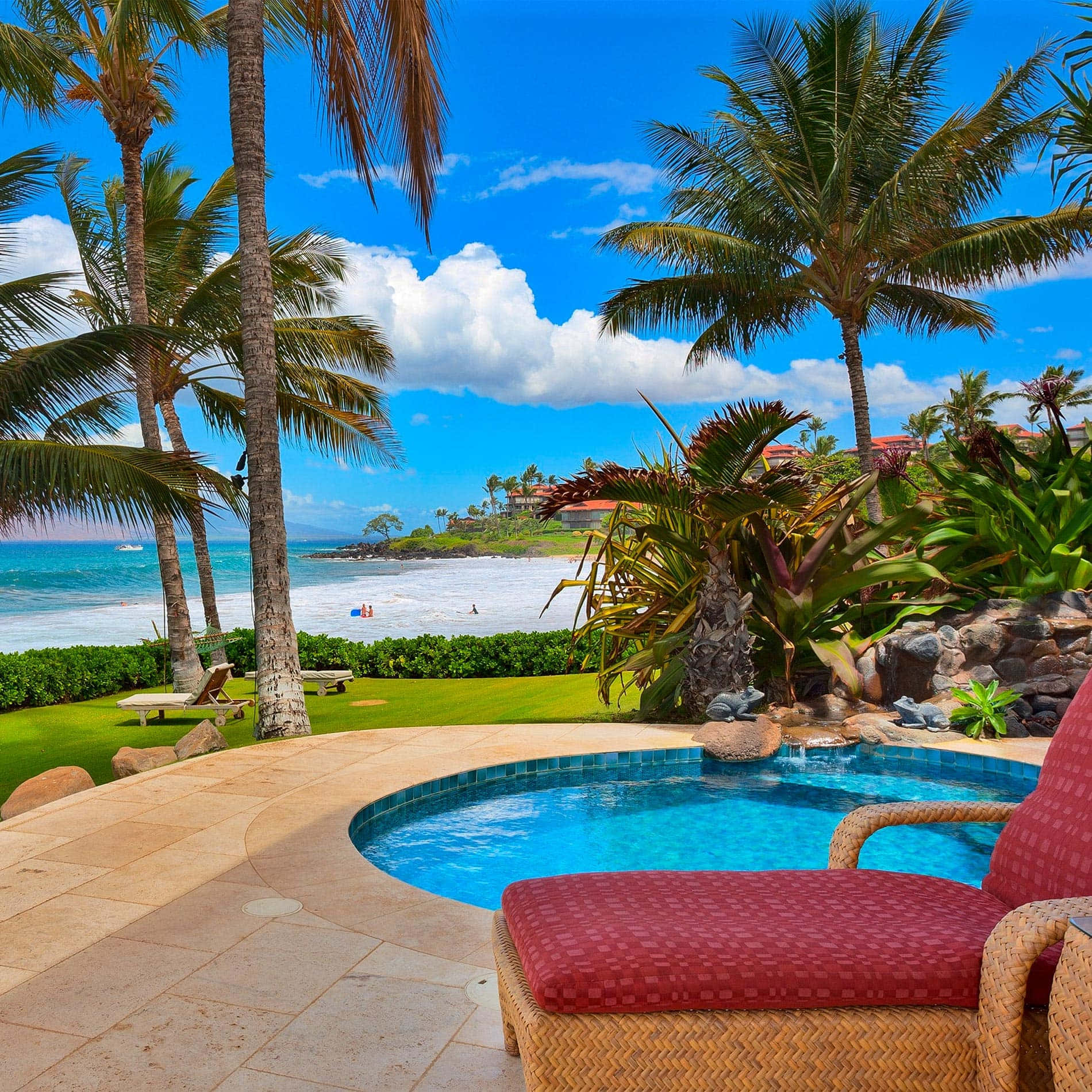 Island Resort Small Pool Beach Background