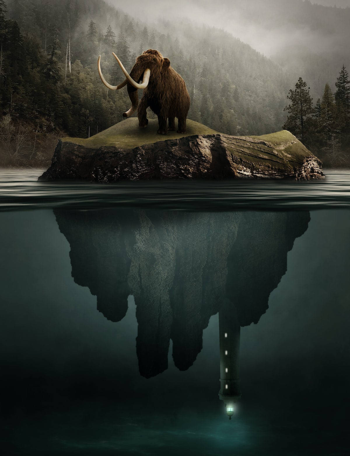 Isolated Mammoth In A Forest Background