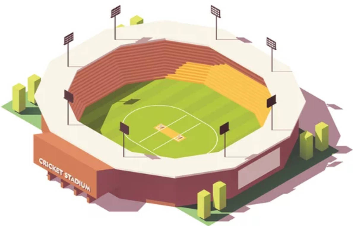 Isometric Cricket Ground Background