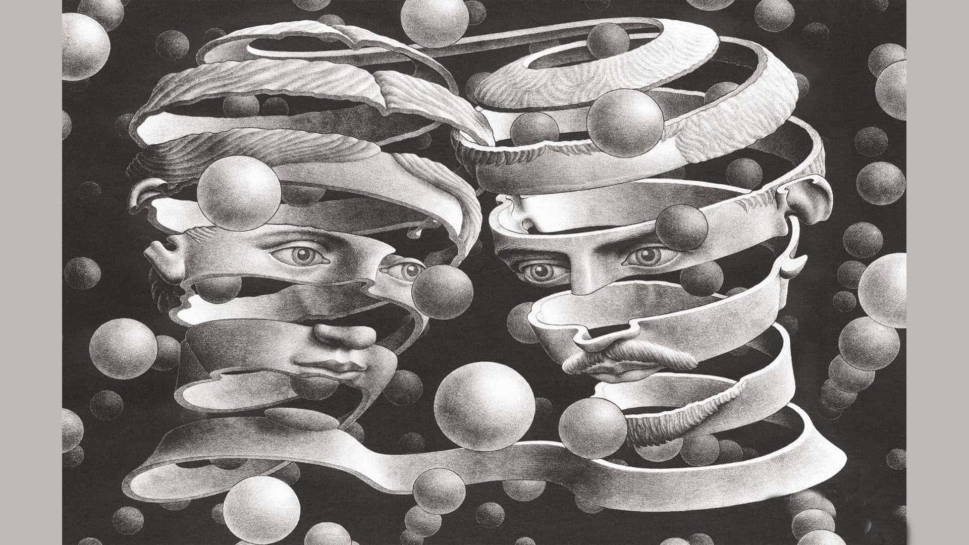 Isometric Self-portrait Of The Artist M.c. Escher Background