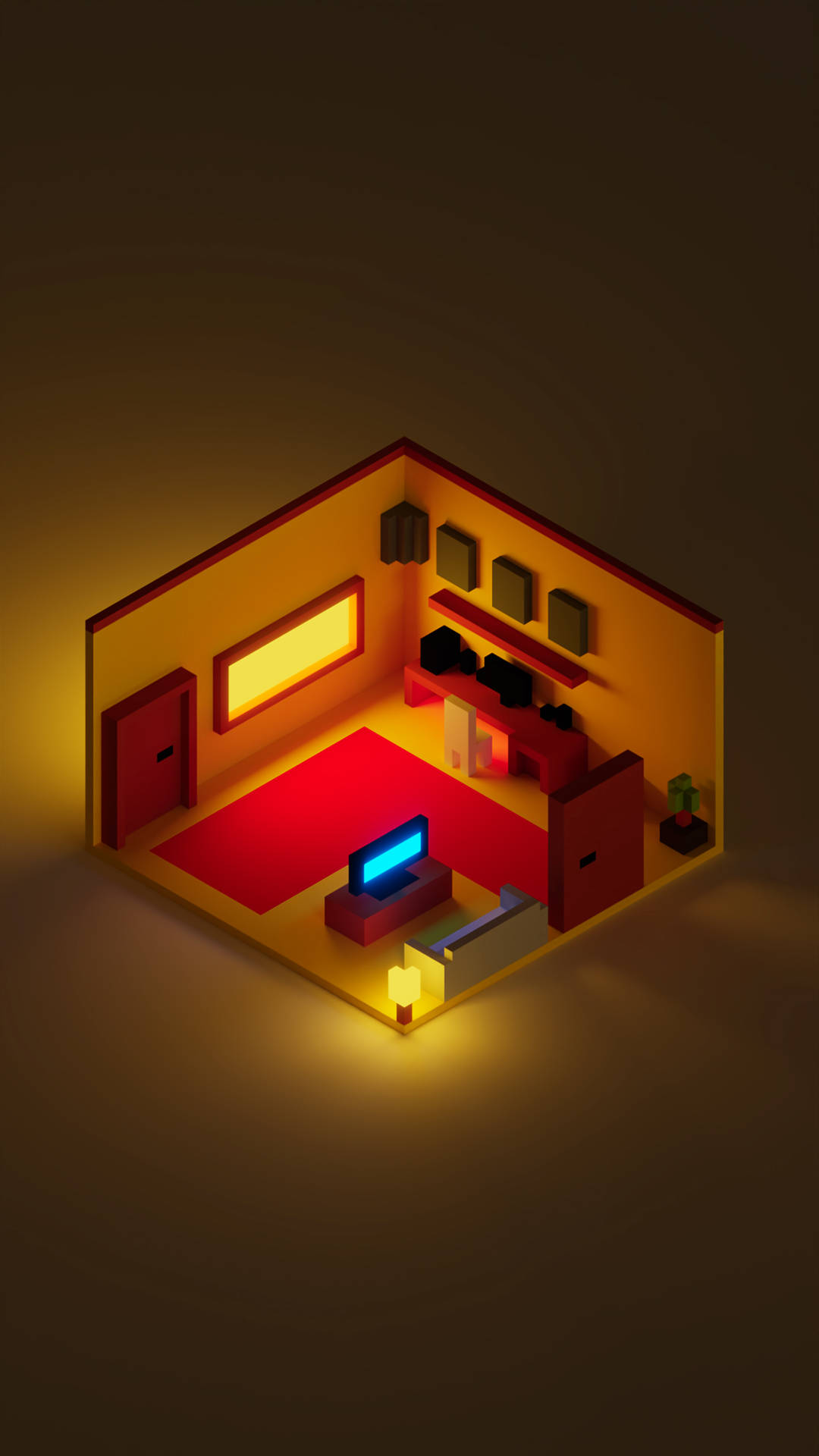 Isometric Yellow Room Mobile 3d Background