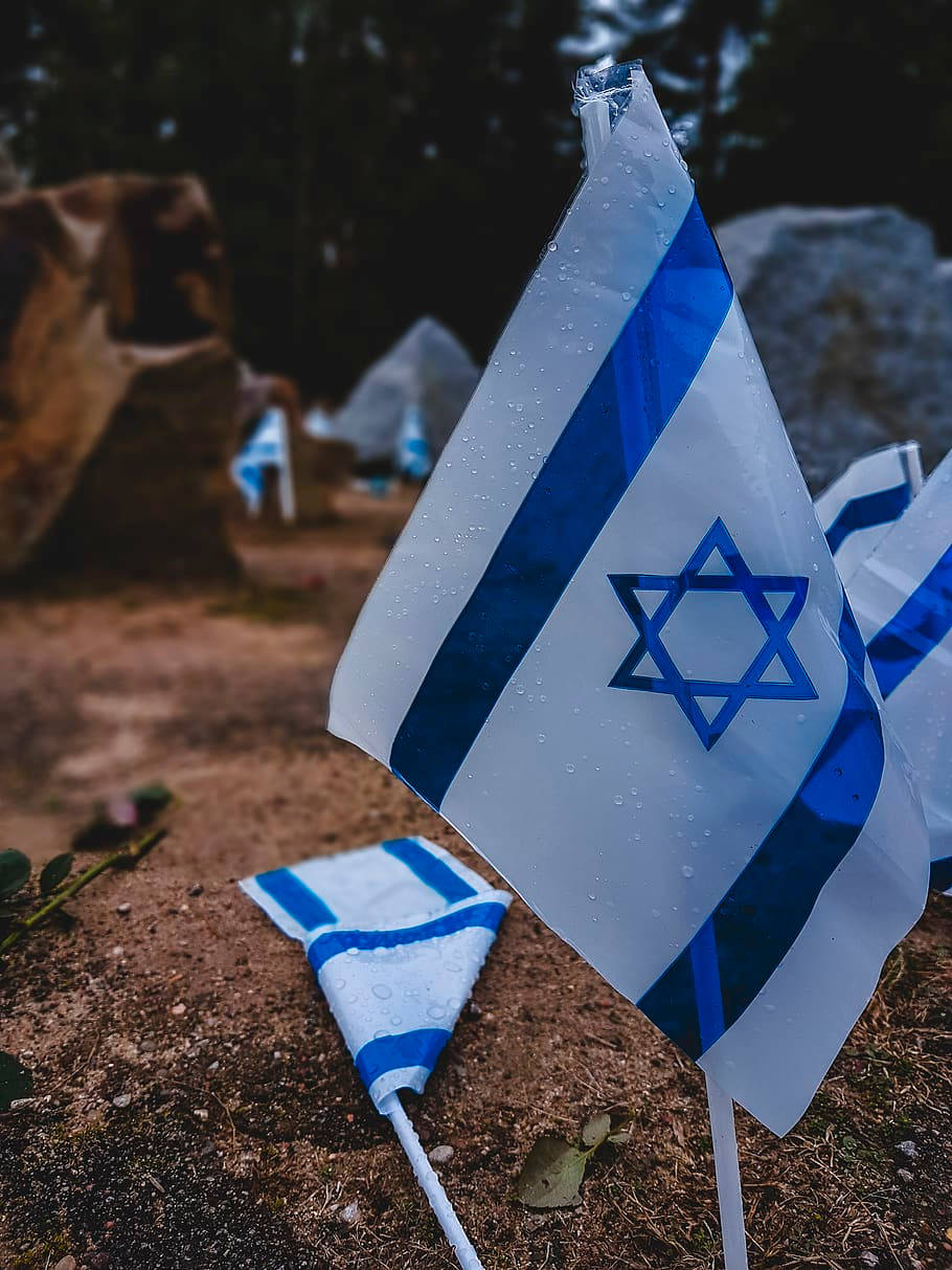Israel Flag In Translucent Plastic Background