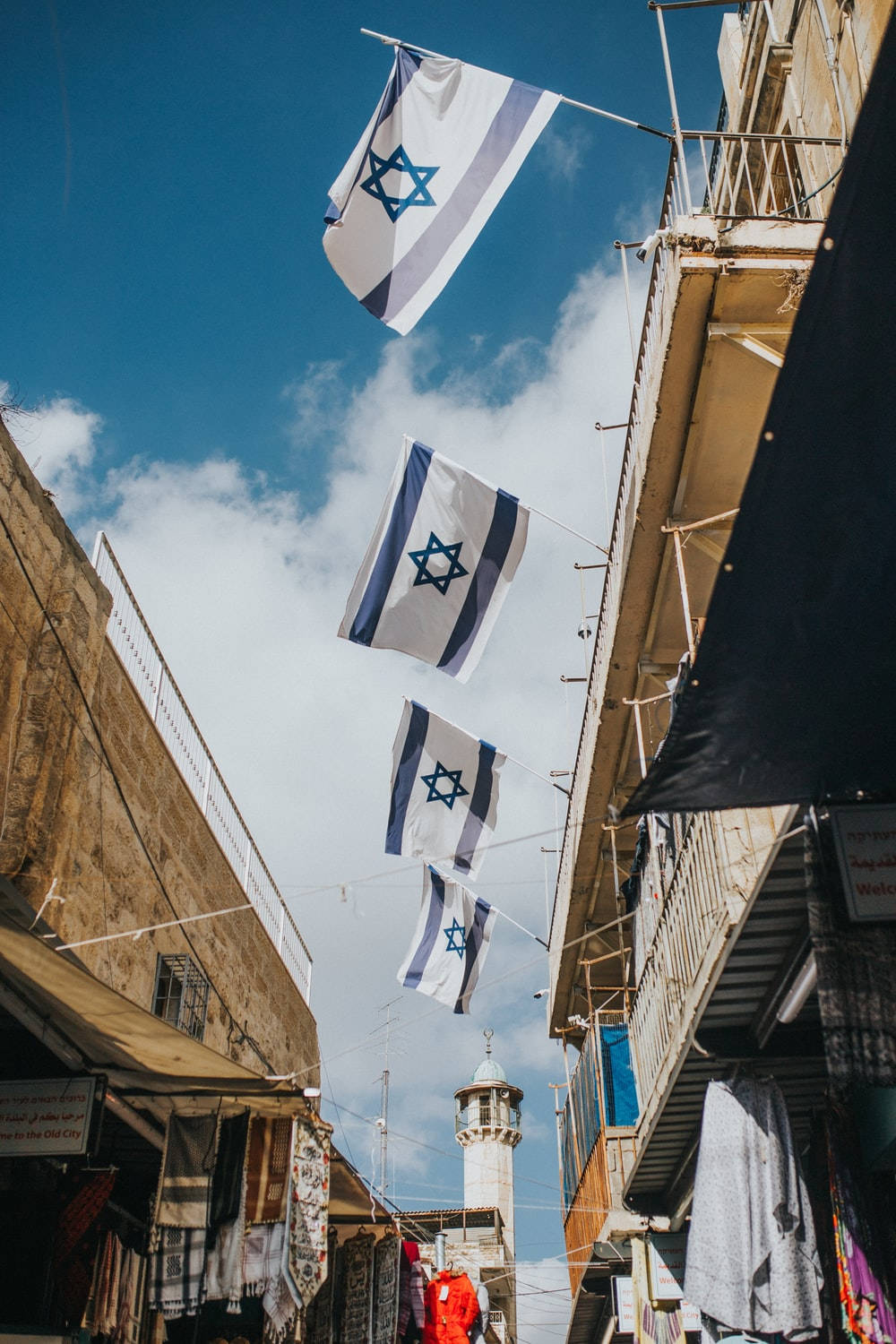 Israel Flag On Balcony Background
