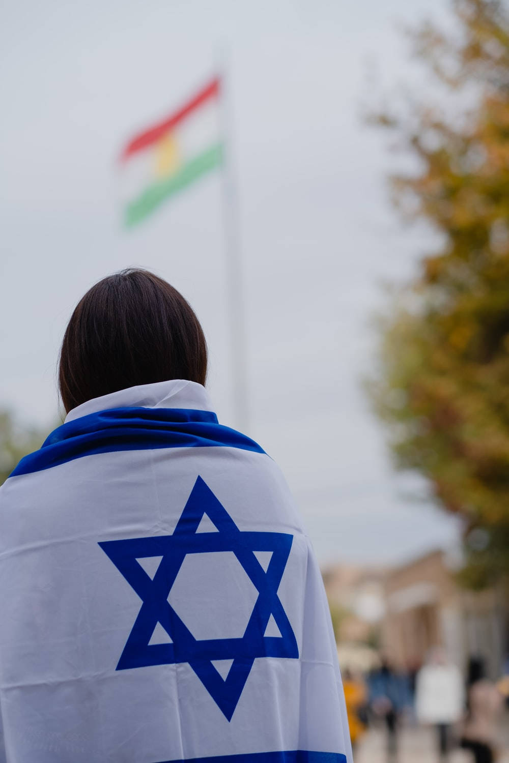 Israel Flag On Girls Back Background