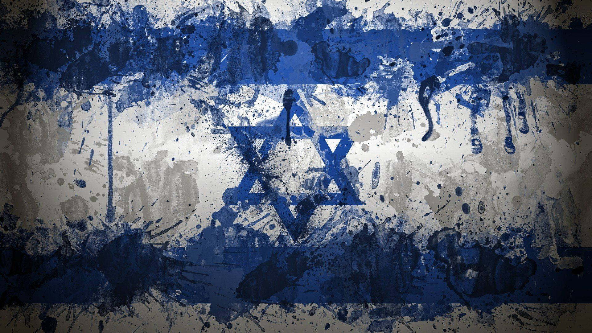 Israel Flag With Paint Splatter Design Background