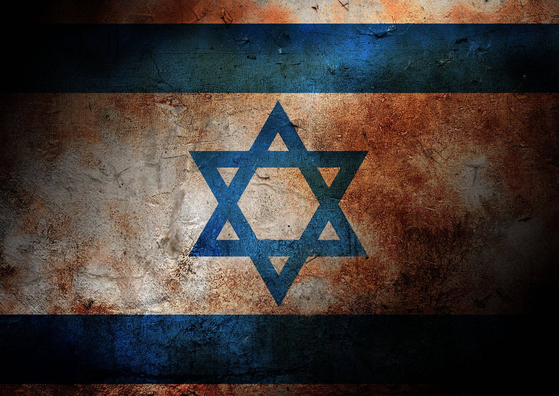 Israel Flag With Rust Background