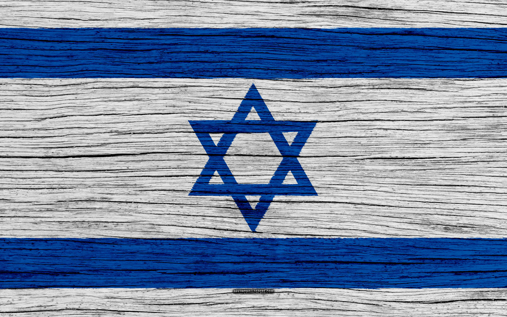 Israel Flag With Wooden Texture