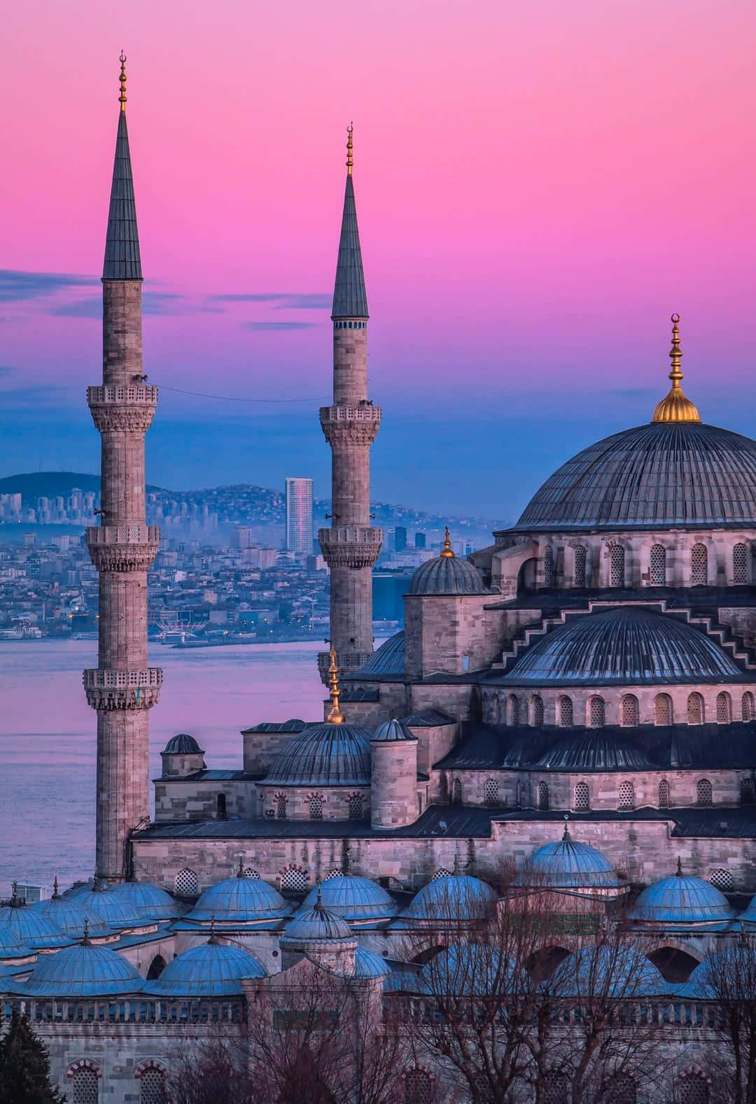 Istanbul Mosque Dusk Skyline Background