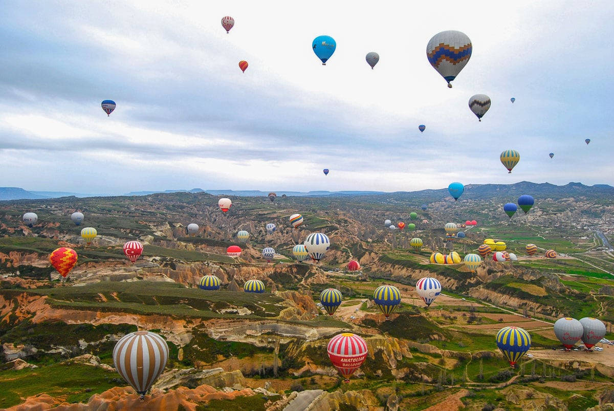 Istanbul's Quintessential Hot Air Balloon Background