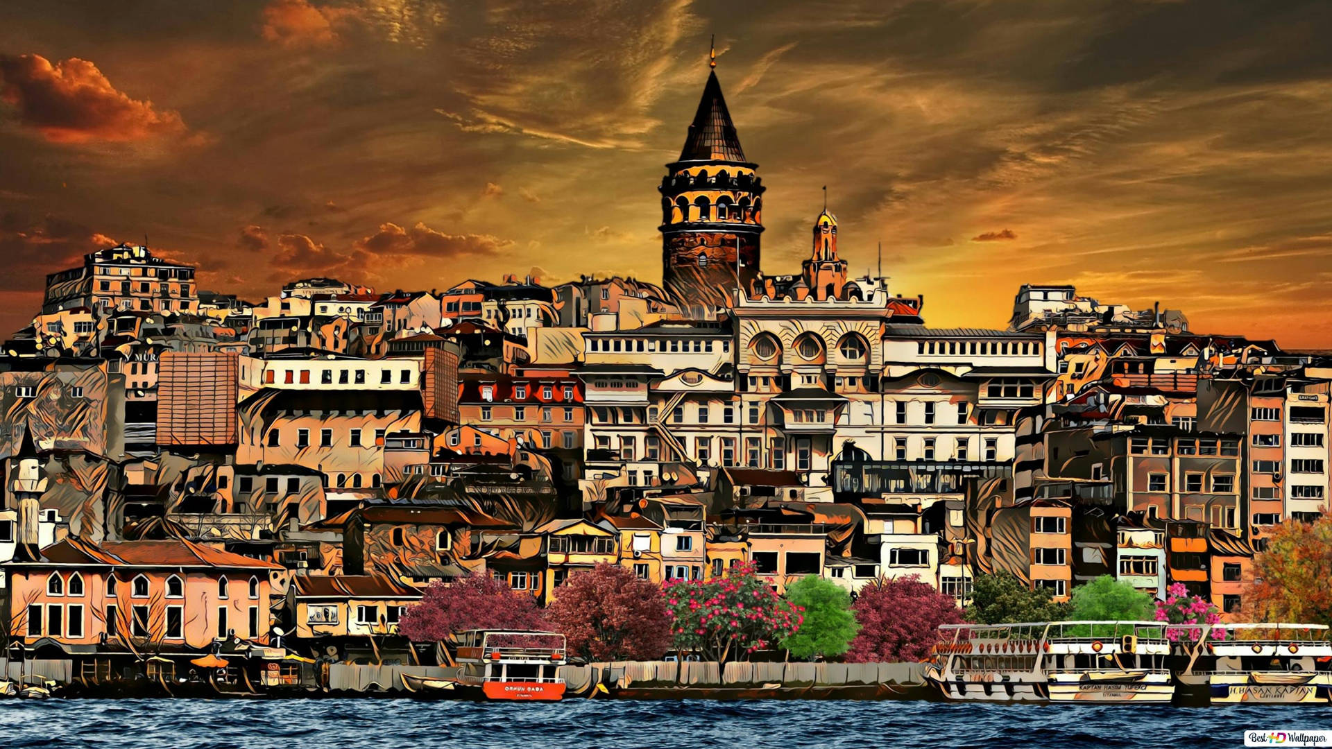Istanbul's Stunning Grandeur Scene Background