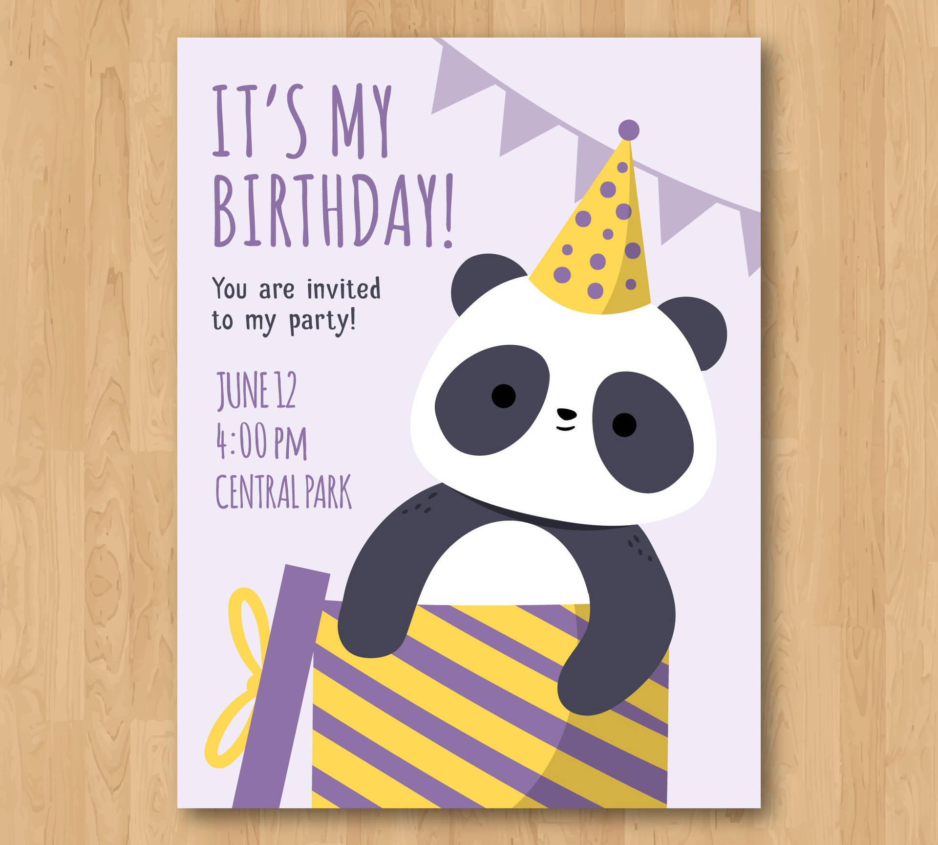 It's My Birthday Panda Invitation Background