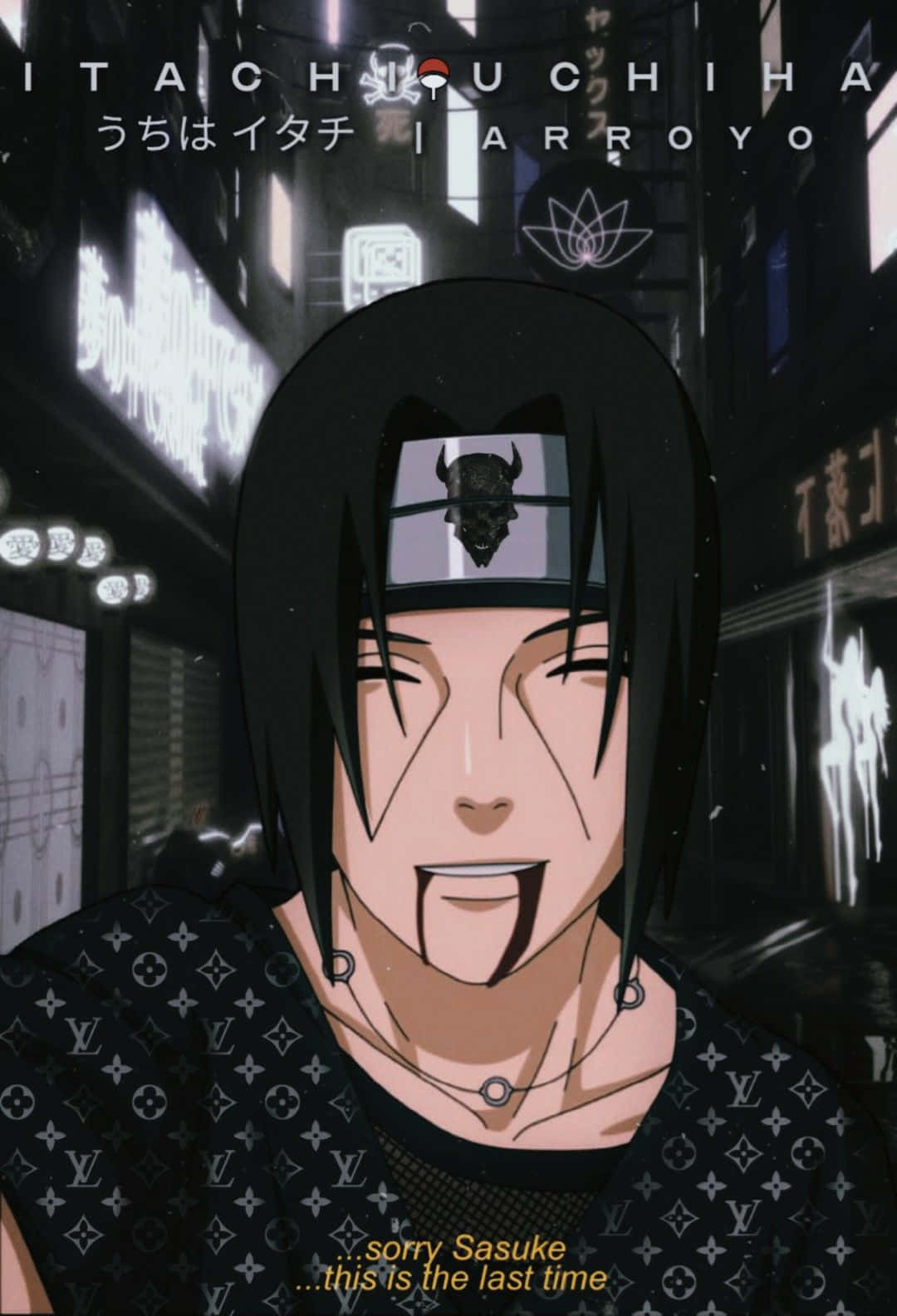 Itachi Aesthetic Blood Coming Out From Mouth While Apologizing To Sasuke Background