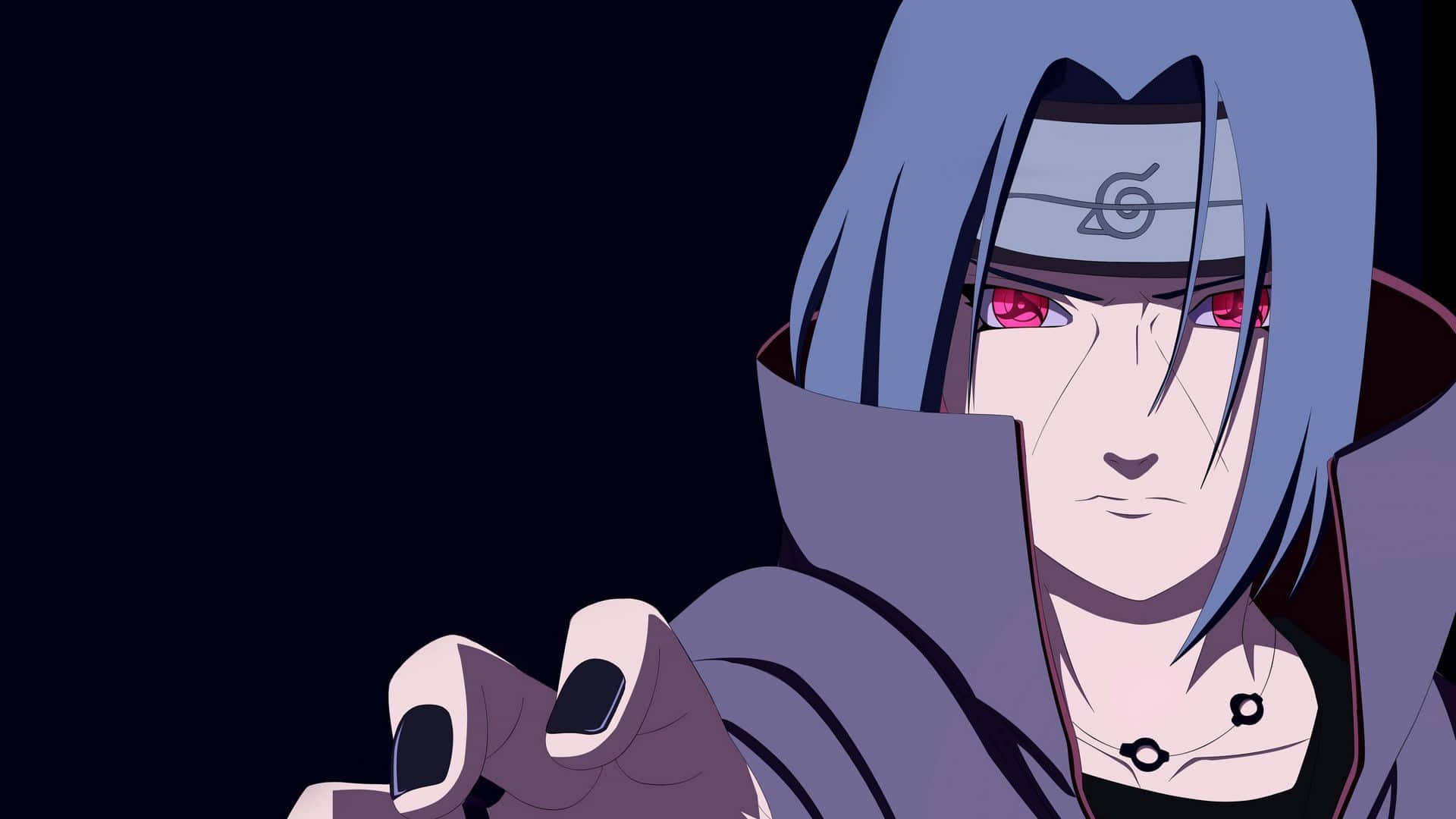 Itachi Aesthetic With Fierce Expression And Sharingan Eyes Background