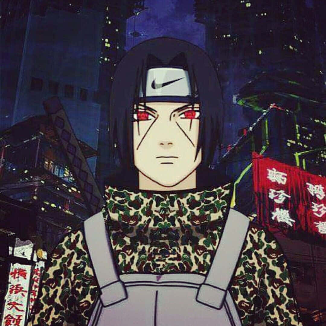 Itachi Aesthetic With Sharingan Eyes And Nike Headband In Japan