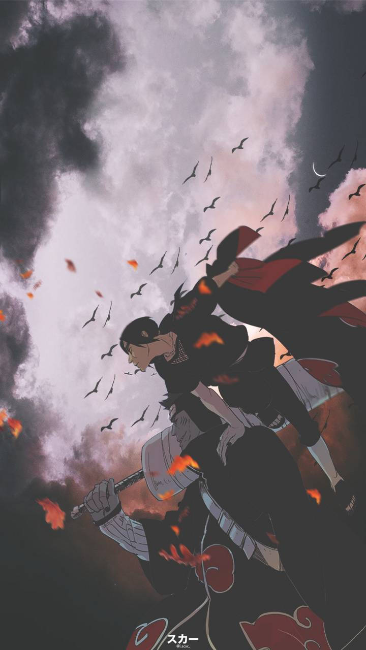 Itachi And Kisame Under A Dark Sky Background