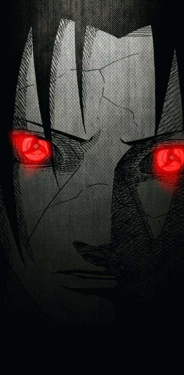 Itachi Mangekyou Sharingan Black White Red Background