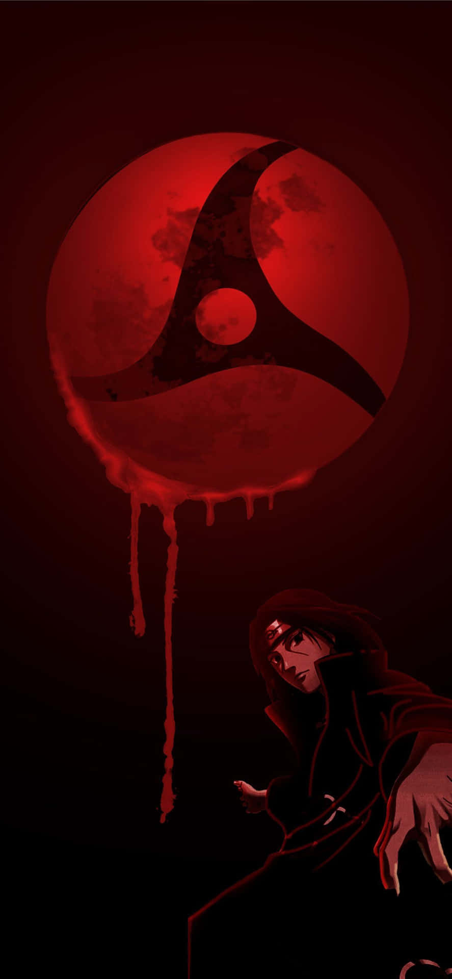 Itachi Mangekyou Sharingan Bleeding Red Phone Background