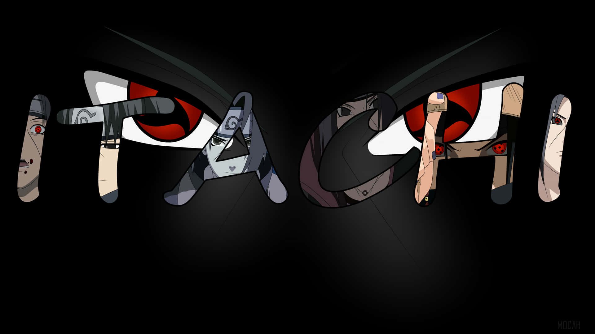 Itachi Mangekyou Sharingan Eyes Black Background