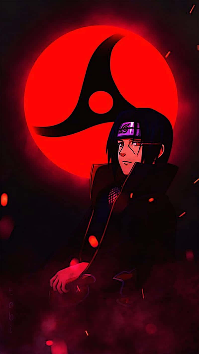 Itachi Mangekyou Sharingan Glowing Red Phone Background
