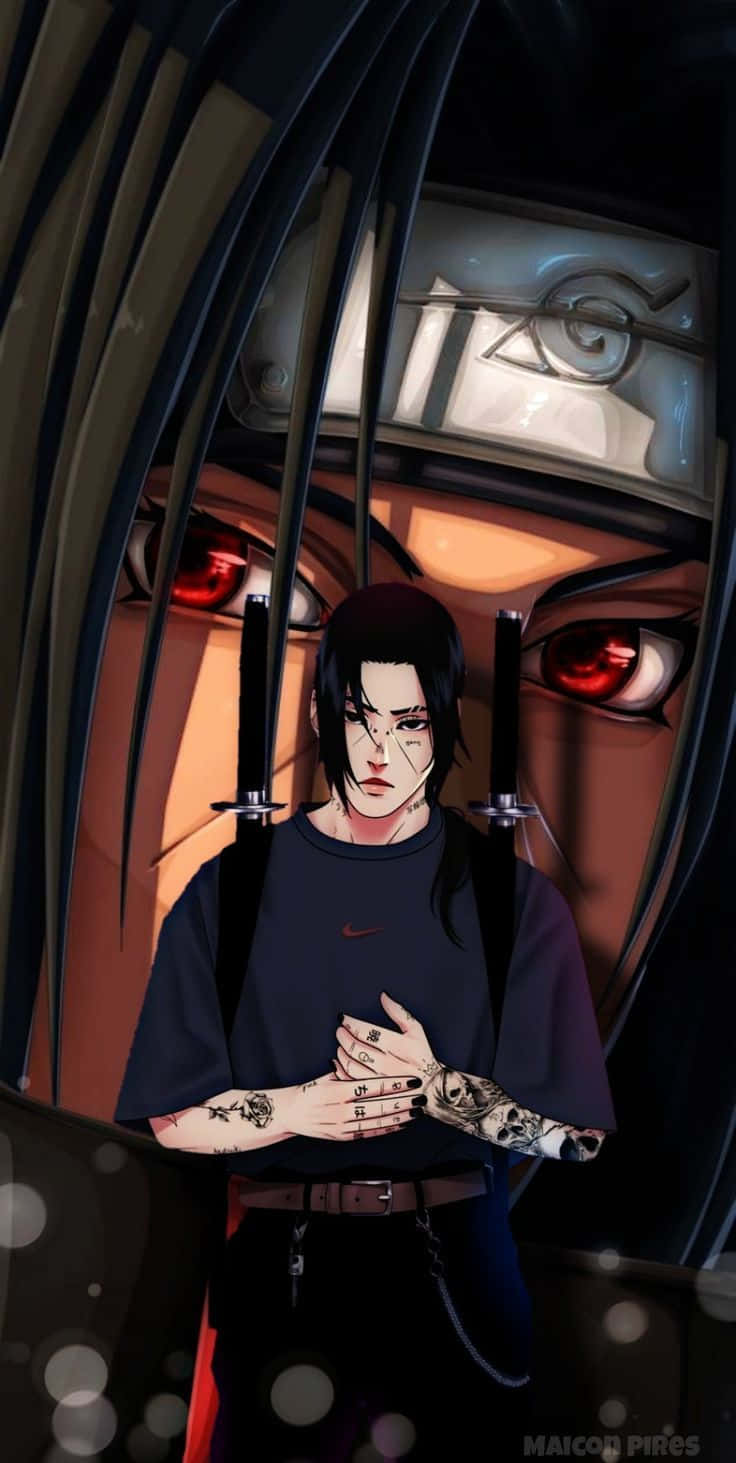 Itachi Mangekyou Sharingan Modern Realistic Drawing Background