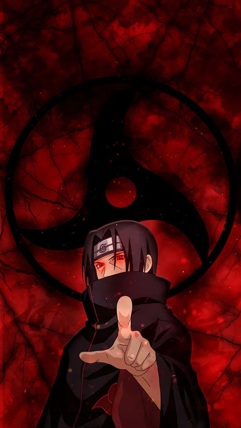 Itachi Mangekyou Sharingan Pointing Glowing Eyes Background