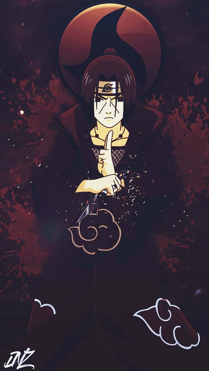 Itachi Mangekyou Sharingan Red Paint Splatter Background