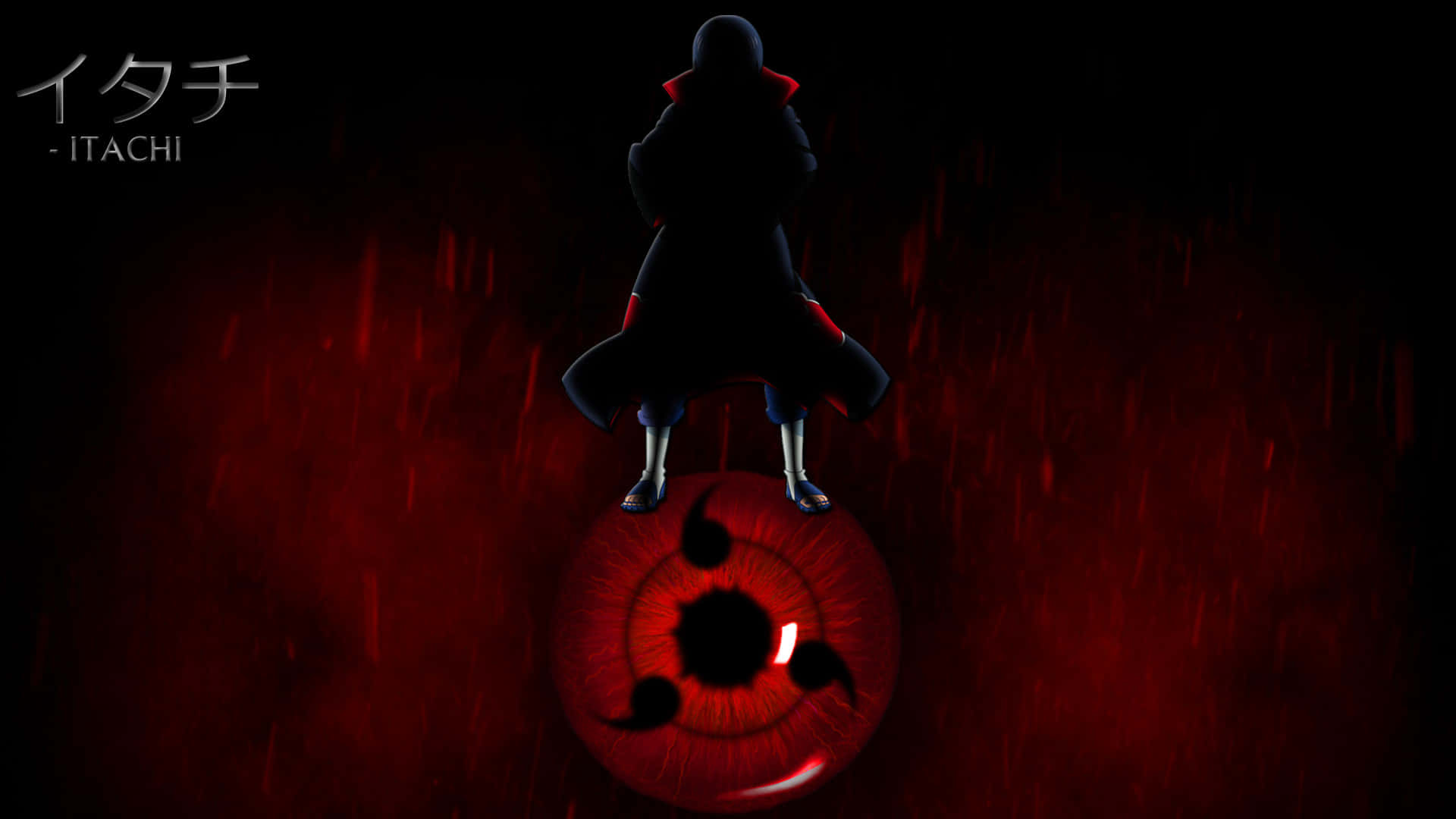 Itachi Mangekyou Sharingan Standing Sillhouette Background