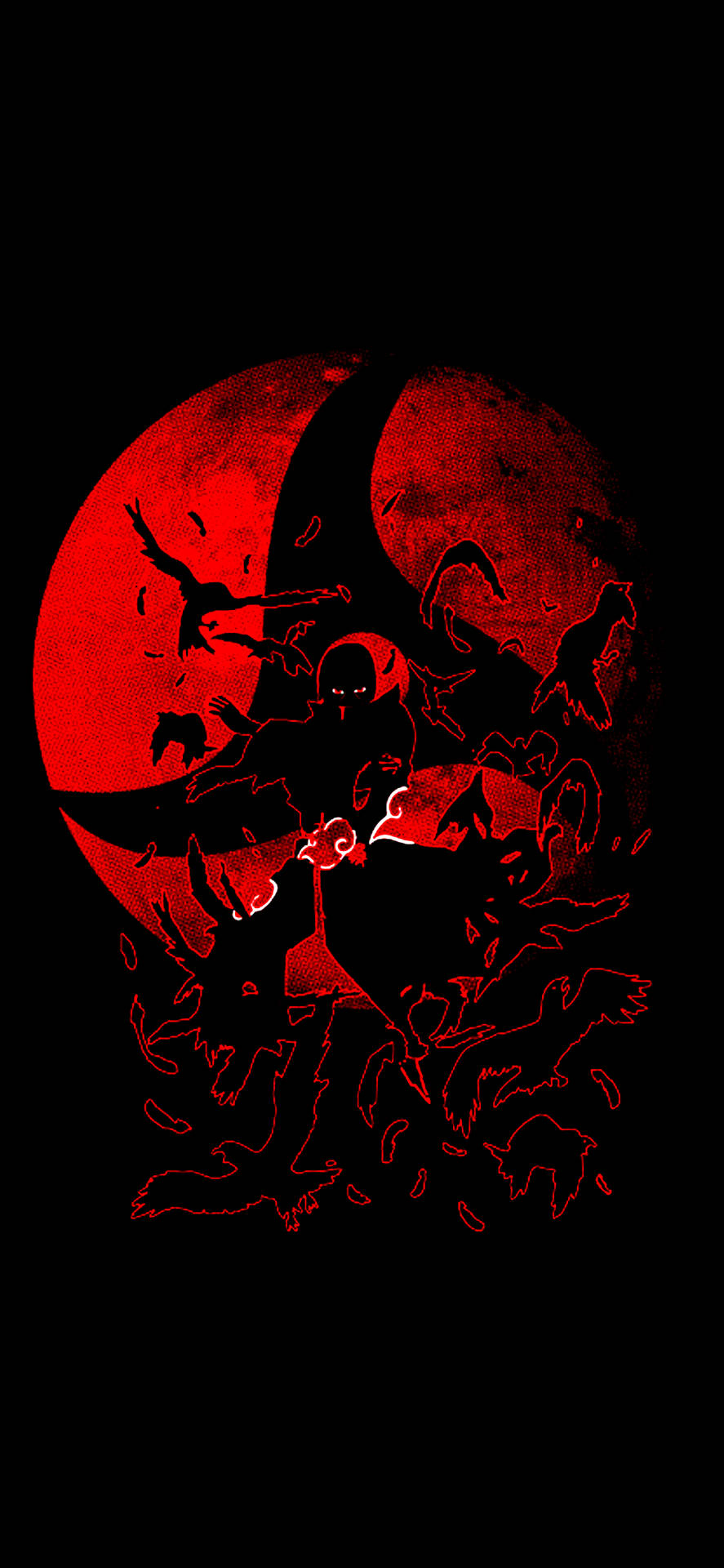 Itachi Phone Sharingan Red Dark Forest Background