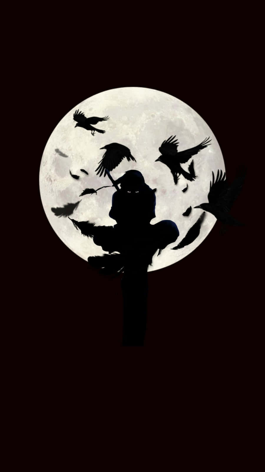 Itachi Silhouette Against Moon Background