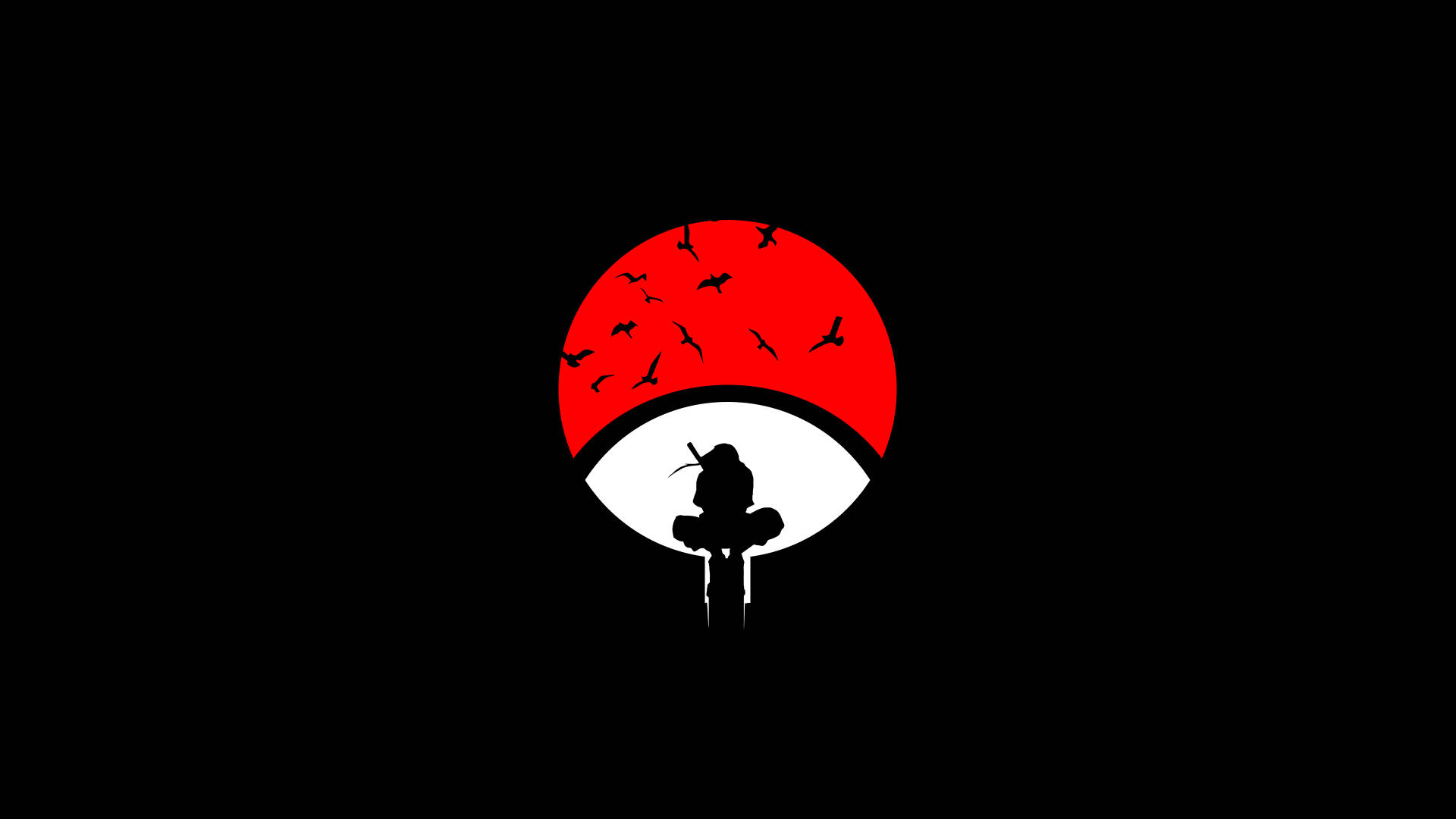 Itachi Silhouette In Uchiha Logo Clan Background