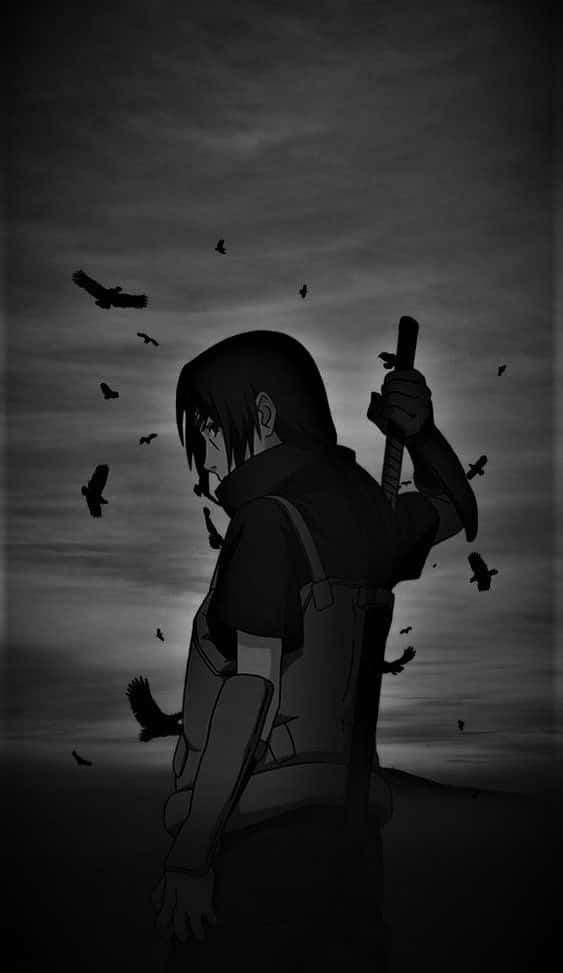 Itachi Silhouettewith Crows Background