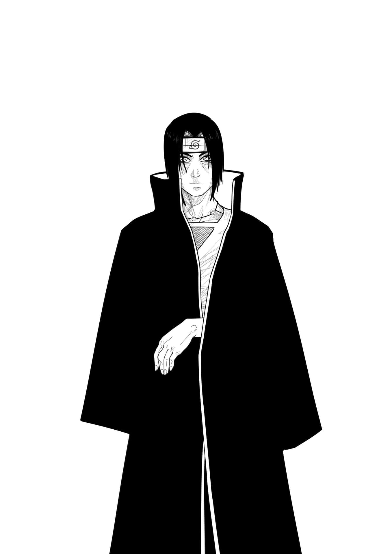 Itachi_ Uchiha_ Black_and_ White_ Artwork Background