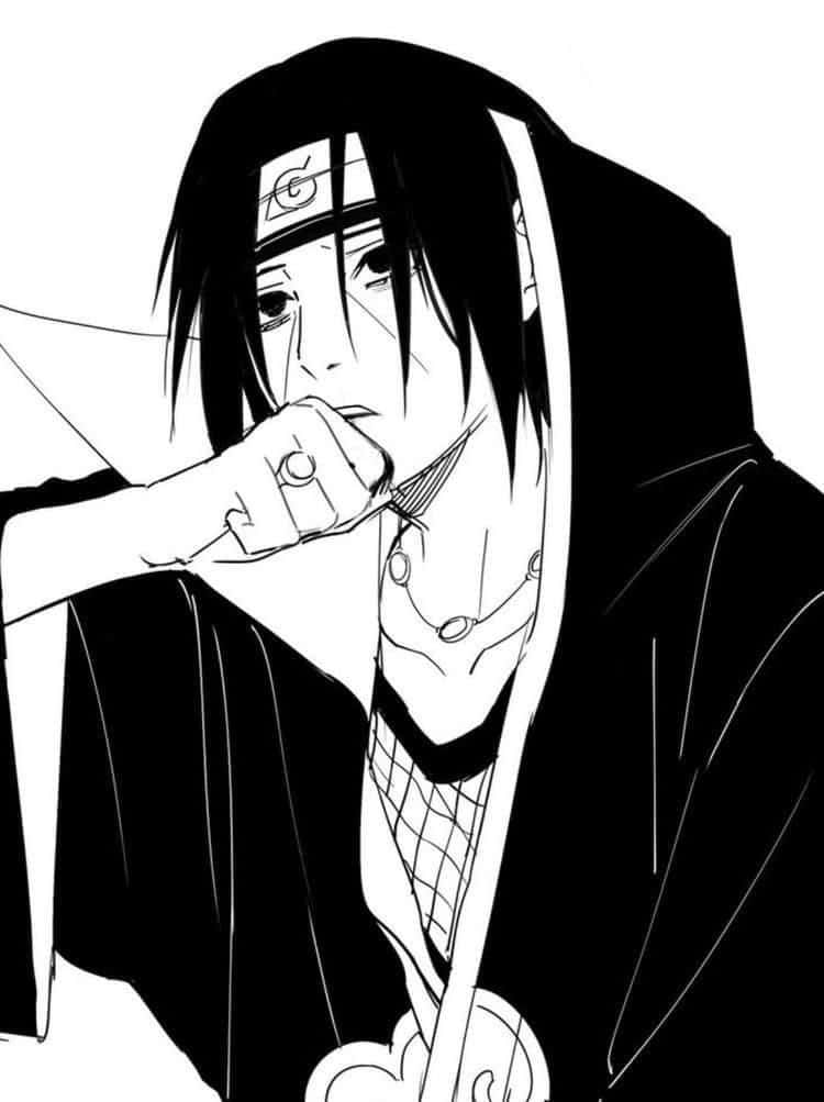 Itachi Uchiha Black White Sketch Background
