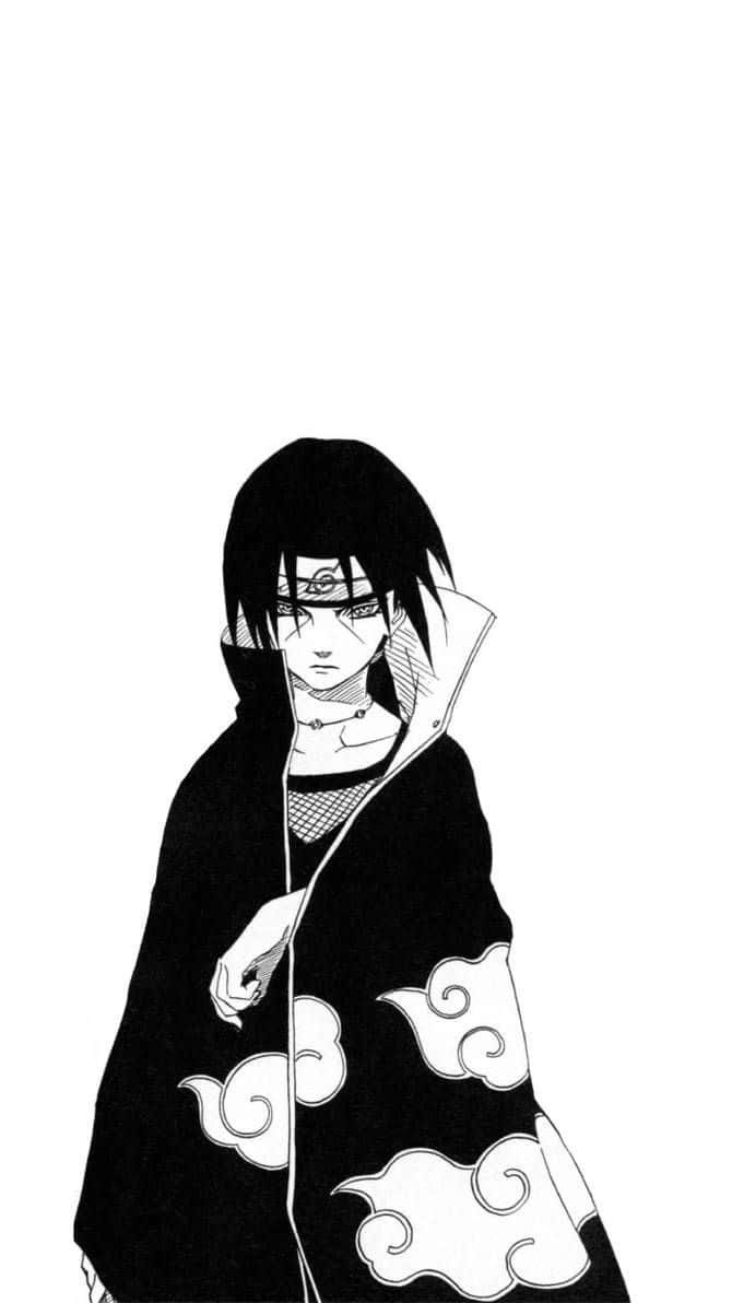 Itachi Uchiha Blackand White Artwork Background
