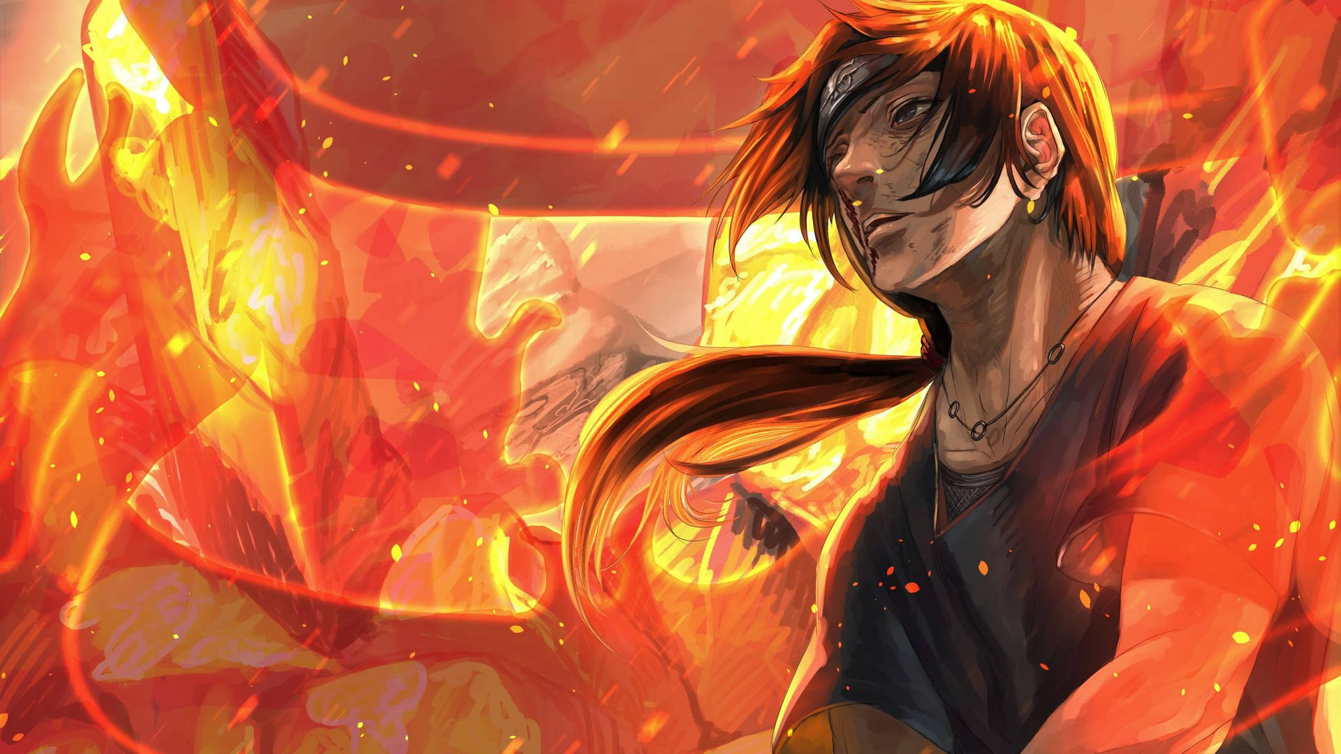Itachi Uchiha Fire Anime Background