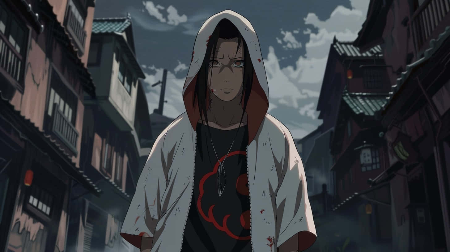 Itachi Uchiha Hooded Figure Anime Scene Background