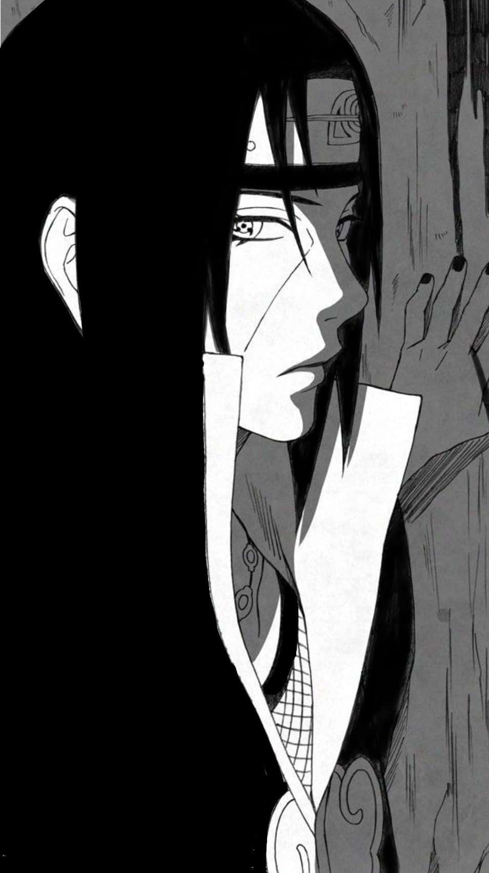 Itachi_ Uchiha_ Manga_ Profile_ B W Background