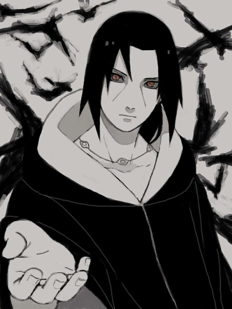 Itachi Uchiha Monochrome Artwork Background