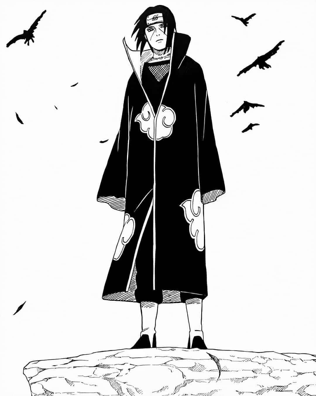 Itachi Uchiha Monochrome Artwork Background