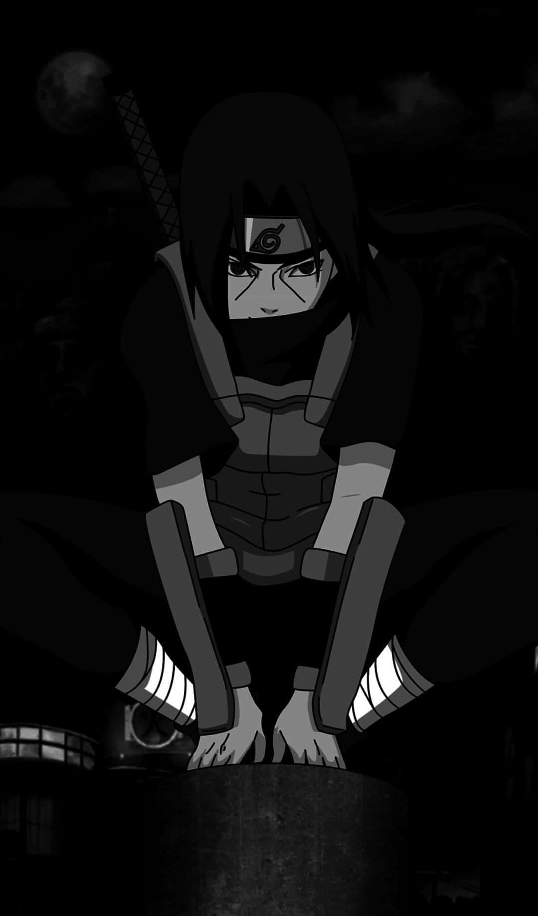 Itachi Uchiha Moonlight Vigil B W Background