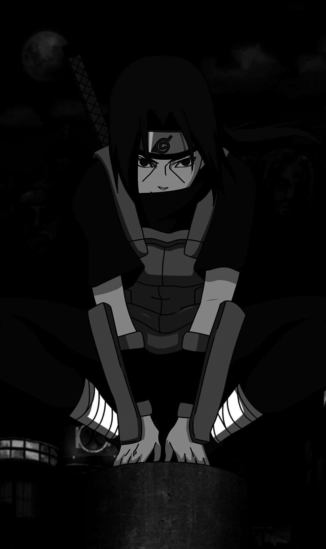 Itachi Uchiha Moonlight Vigil B W Background