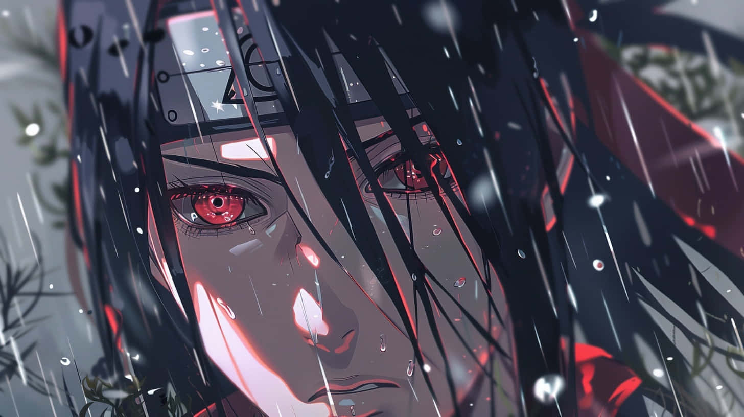 Itachi Uchiha Rain Sharingan Background