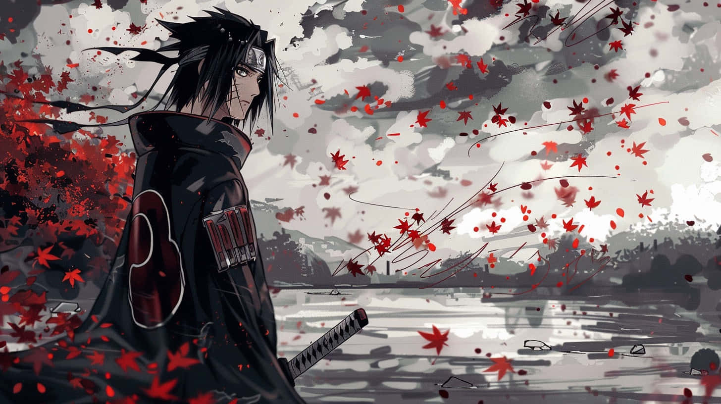 Itachi Uchiha Red Leaves Ambience Background