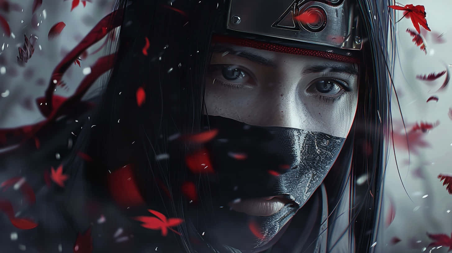 Itachi Uchiha Red Leaves Falling Background